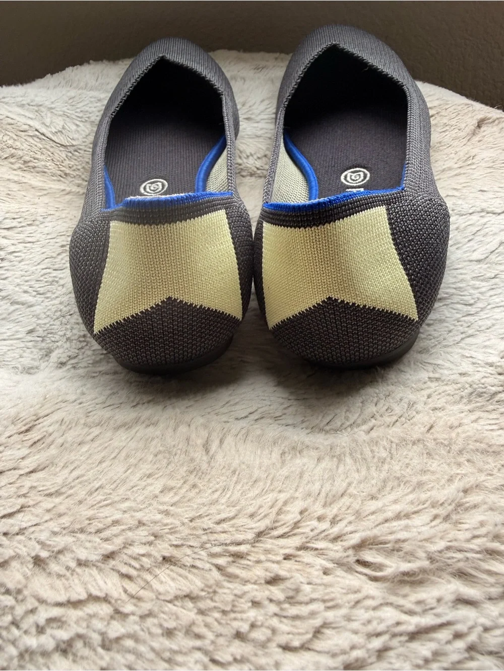 Rothy's Women's Gray Knit Ballet Flat - Slip-On Comfort Citrus Stripe